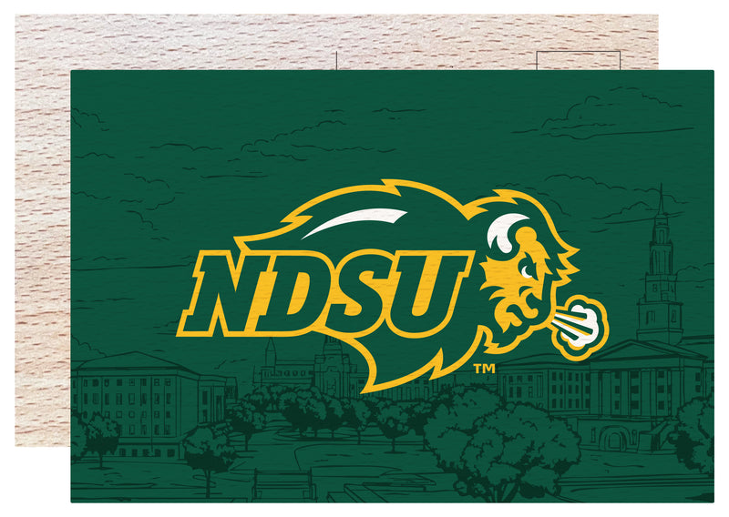 North Dakota State Bison Officially Licensed 4x6" Wooden Postcard with Full Color Design 