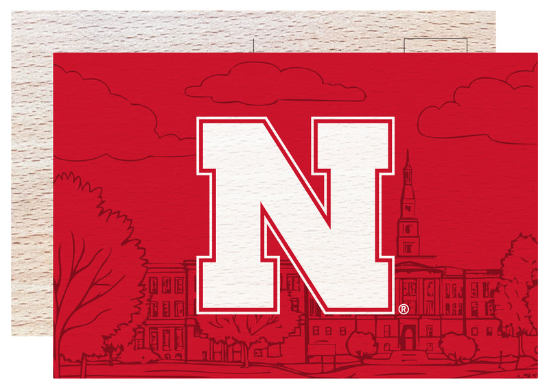 Nebraska Cornhuskers Officially Licensed 4x6" Wooden Postcard with Full Color Design 