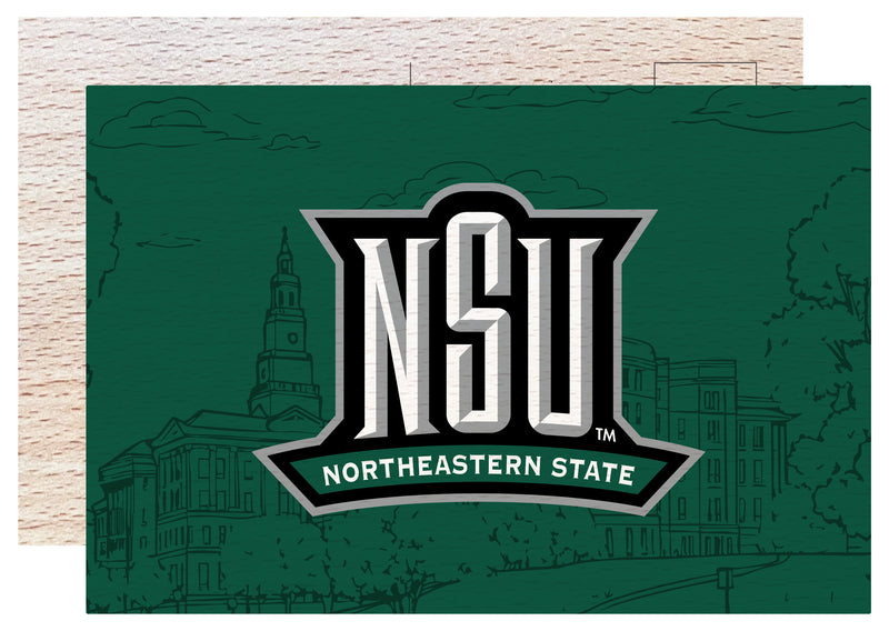 Northeastern State University Riverhawks Officially Licensed 4x6" Wooden Postcard with Full Color Design 