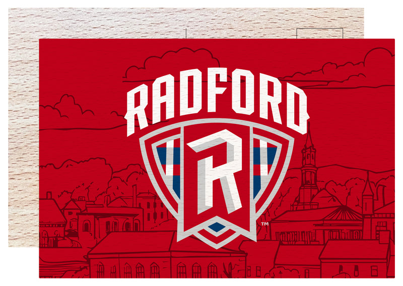 Radford University Highlanders Officially Licensed 4x6" Wooden Postcard with Full Color Design 