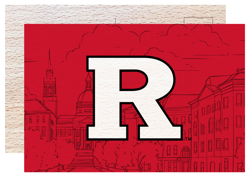 Rutgers Scarlet Knights Officially Licensed 4x6" Wooden Postcard with Full Color Design 