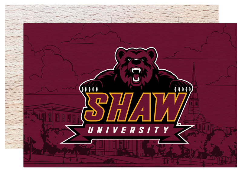 Shaw University Bears Officially Licensed 4x6" Wooden Postcard with Full Color Design 