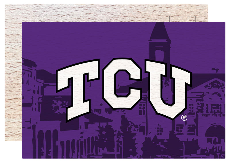Texas Christian University Officially Licensed 4x6" Wooden Postcard with Full Color Design 