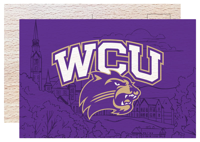 Western Carolina University Officially Licensed 4x6" Wooden Postcard with Full Color Design 