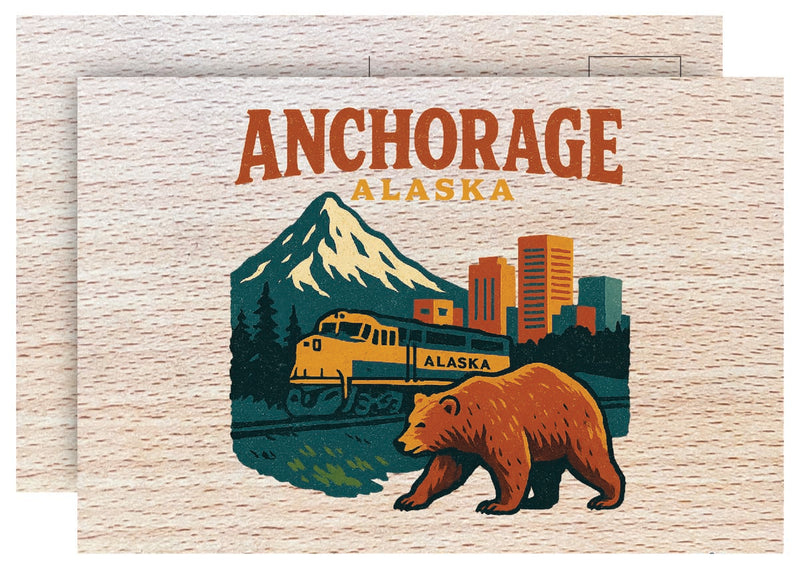 Anchorage Alaska Vintage Full Color Vintage Design 4 x 6 Souvenir Wood Postcard
