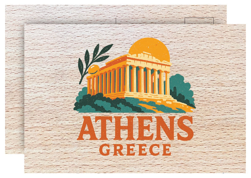 Athens Greece Vintage Full Color Vintage Design 4 x 6 Souvenir Wood Postcard