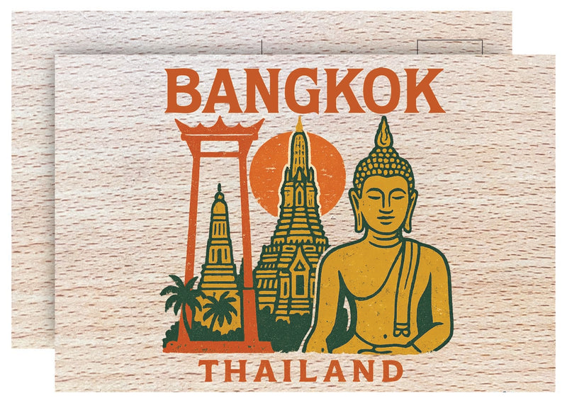 Bangkok Thailand Vintage Full Color Vintage Design 4 x 6 Souvenir Wood Postcard