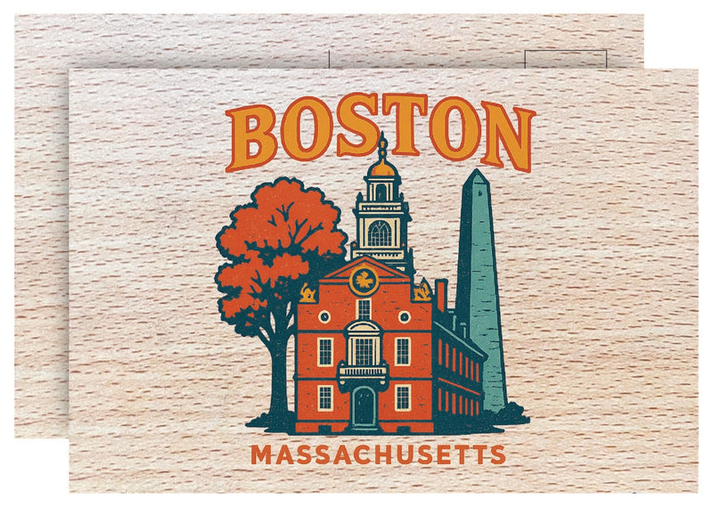 Boston Massachusetts Vintage Full Color Vintage Design 4 x 6 Souvenir Wood Postcard