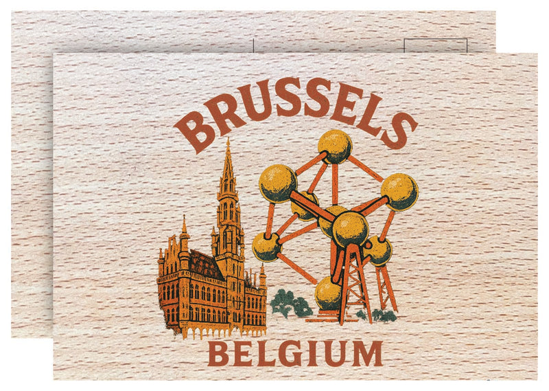 Brussels Belgium Vintage Full Color Vintage Design 4 x 6 Souvenir Wood Postcard