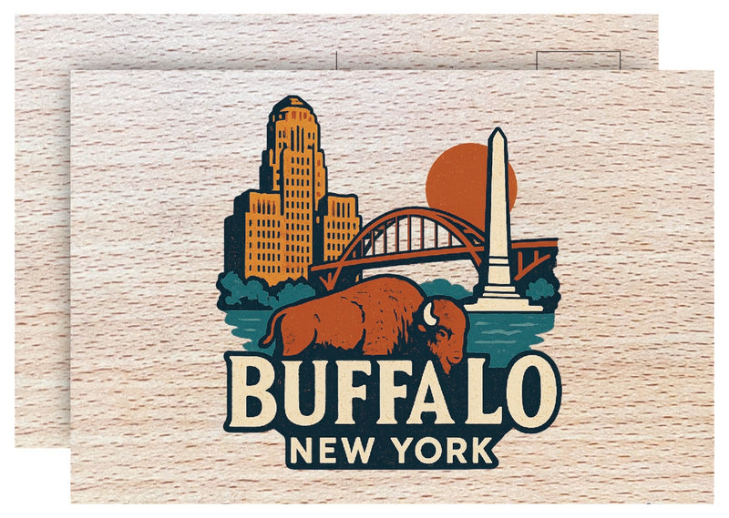 Buffalo New York Vintage Full Color Vintage Design 4 x 6 Souvenir Wood Postcard