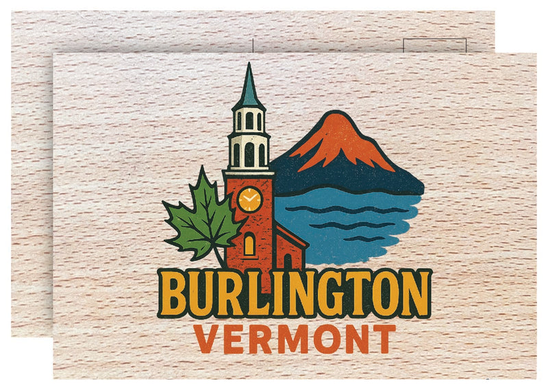 Burlington Vermont Vintage Full Color Vintage Design 4 x 6 Souvenir Wood Postcard