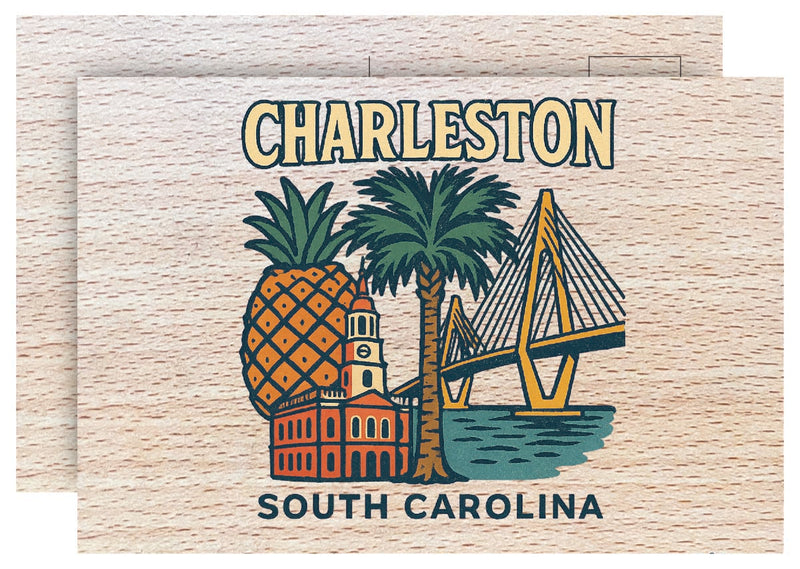 Charleston South Carolina Vintage Full Color Vintage Design 4 x 6 Souvenir Wood Postcard