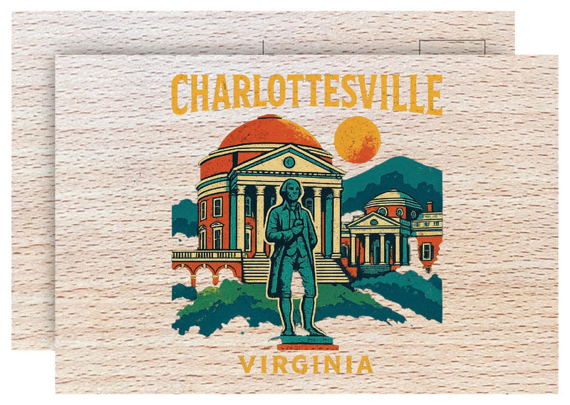Charlottesville Virginia Vintage Full Color Vintage Design 4 x 6 Souvenir Wood Postcard