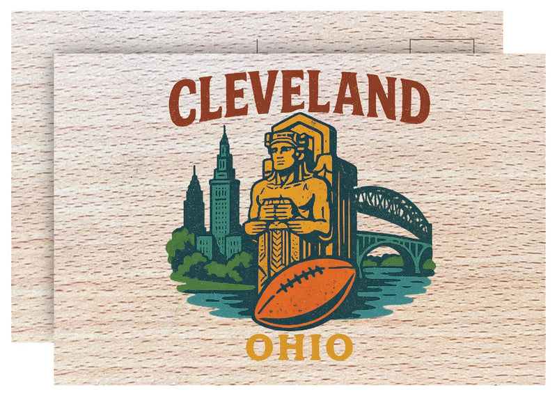 Cleveland Ohio Vintage Full Color Vintage Design 4 x 6 Souvenir Wood Postcard