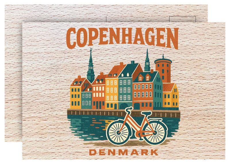 Copenhagen Denmark Vintage Full Color Vintage Design 4 x 6 Souvenir Wood Postcard