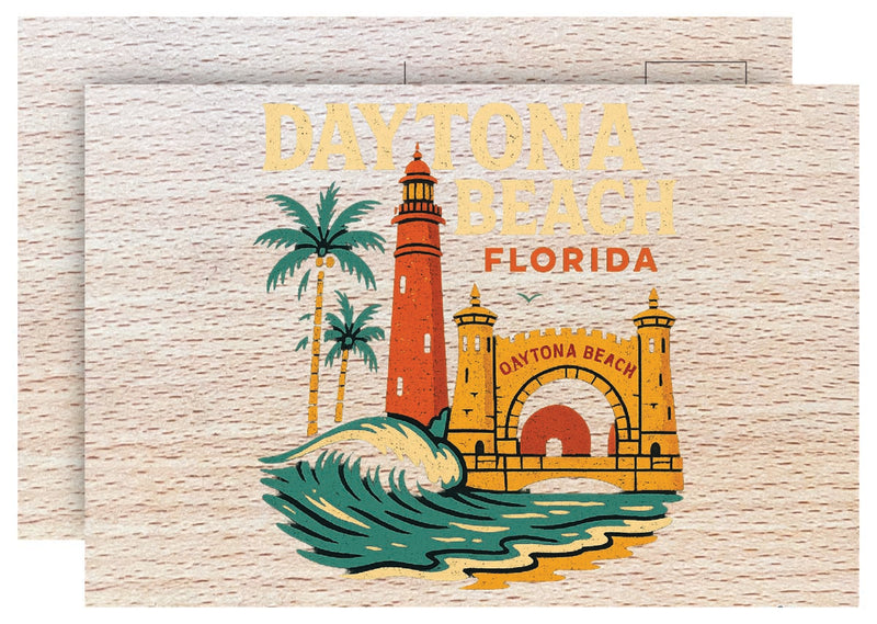 Daytona Beach Florida Vintage Full Color Vintage Design 4 x 6 Souvenir Wood Postcard