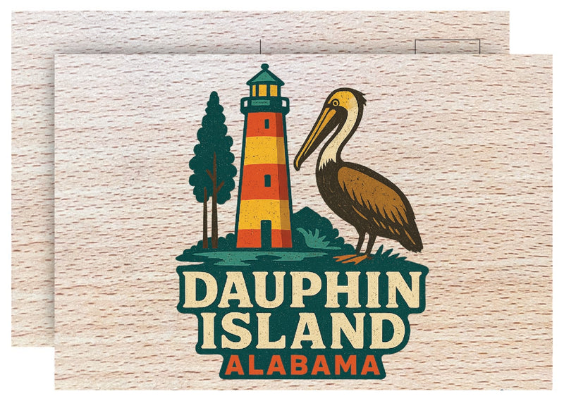 Dauphin Island Alabama Vintage Full Color Vintage Design 4 x 6 Souvenir Wood Postcard