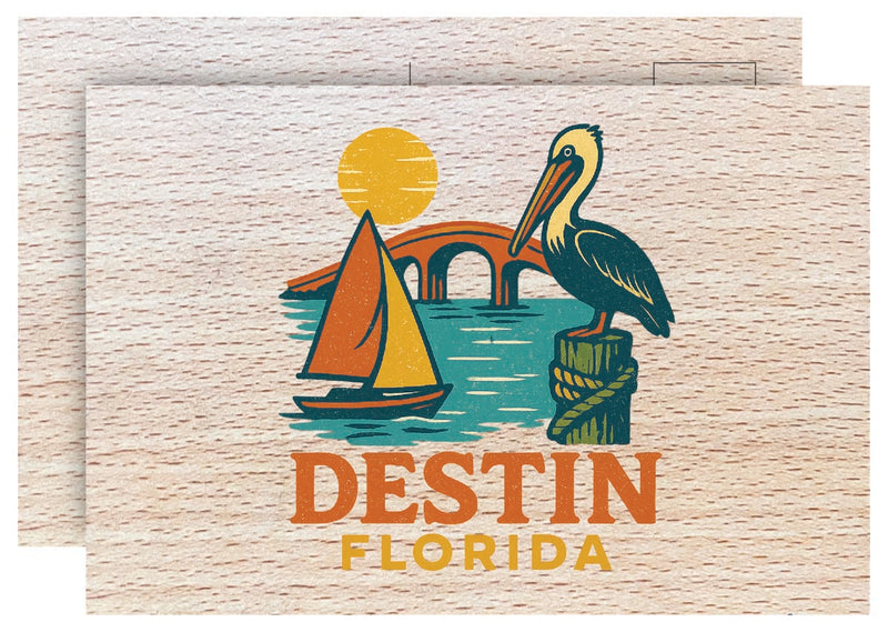 Destin Florida Vintage Full Color Vintage Design 4 x 6 Souvenir Wood Postcard