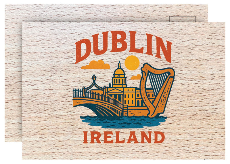 Dublin Ireland Vintage Full Color Vintage Design 4 x 6 Souvenir Wood Postcard