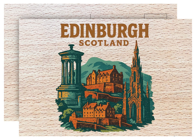 Edinburgh Scotland Vintage Full Color Vintage Design 4 x 6 Souvenir Wood Postcard