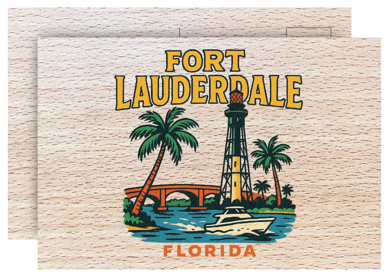Fort Lauderdale Florida Vintage Full Color Vintage Design 4 x 6 Souvenir Wood Postcard