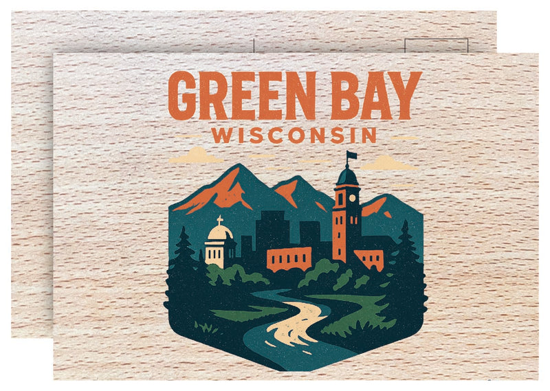 Green Bay Wisconsin Vintage Full Color Vintage Design 4 x 6 Souvenir Wood Postcard