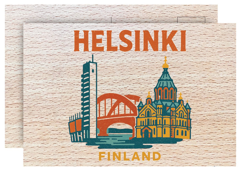 Helsinki Finland Vintage Full Color Vintage Design 4 x 6 Souvenir Wood Postcard