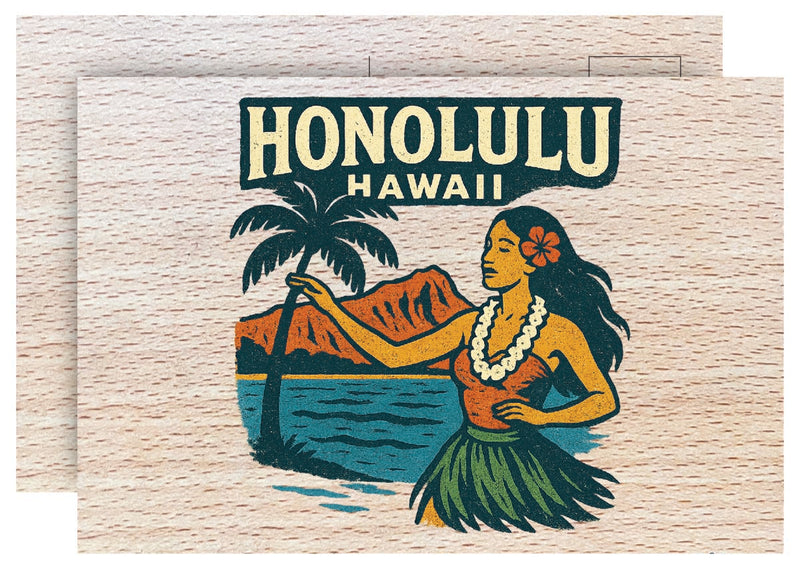 Honolulu Hawaii Vintage Full Color Vintage Design 4 x 6 Souvenir Wood Postcard
