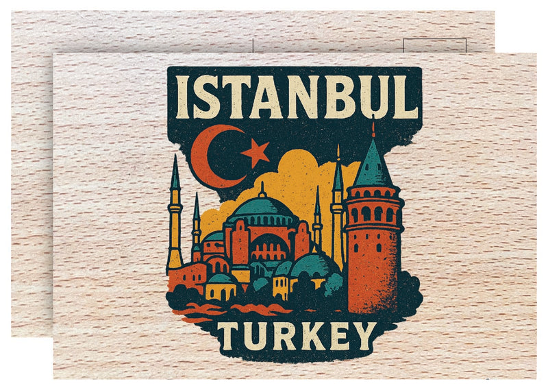 Istanbul Turkey Vintage Full Color Vintage Design 4 x 6 Souvenir Wood Postcard
