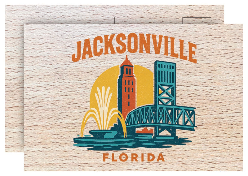 Jacksonville Florida Vintage Full Color Vintage Design 4 x 6 Souvenir Wood Postcard