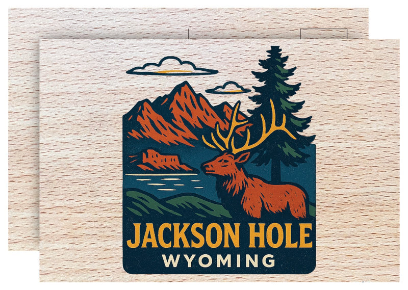 Jackson Hole Wyoming Vintage Full Color Vintage Design 4 x 6 Souvenir Wood Postcard