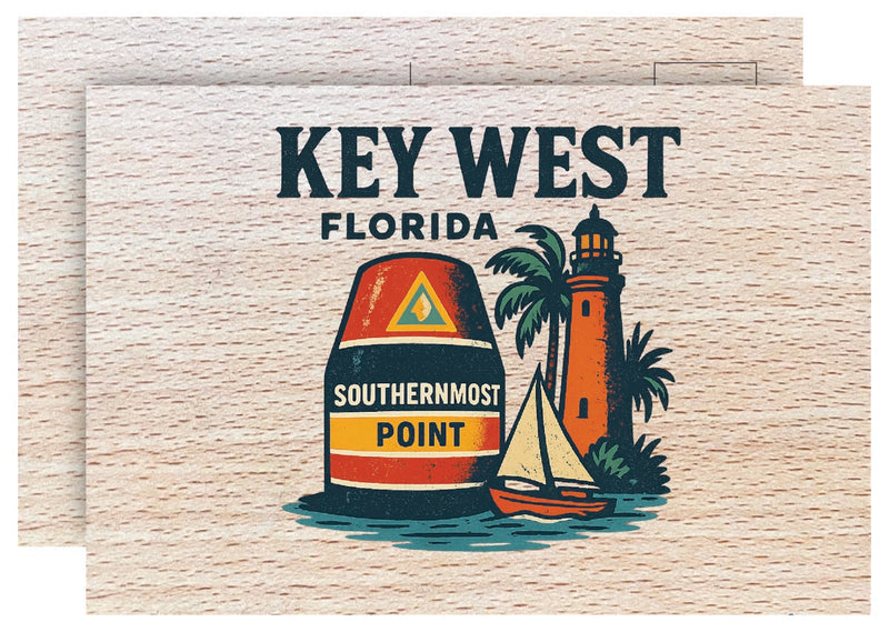 Key West Florida Vintage Full Color Vintage Design 4 x 6 Souvenir Wood Postcard