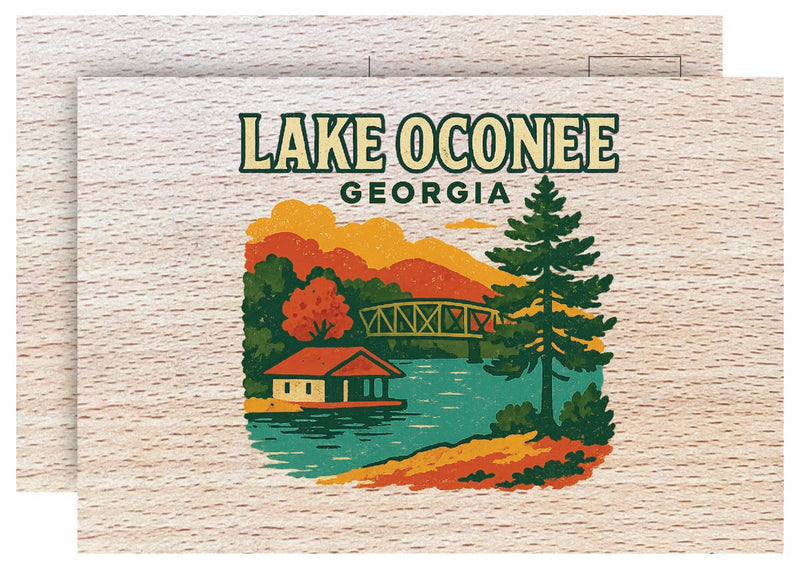 Lake Oconee Georgia Vintage Full Color Vintage Design 4 x 6 Souvenir Wood Postcard