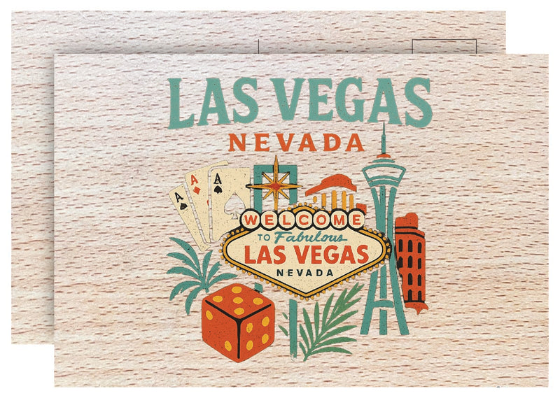 Las Vegas Nevada Vintage Full Color Vintage Design 4 x 6 Souvenir Wood Postcard