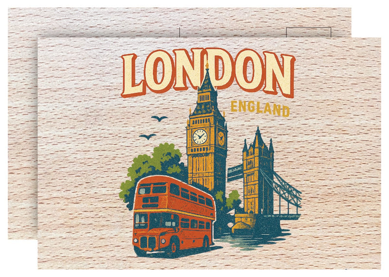 London England Vintage Full Color Vintage Design 4 x 6 Souvenir Wood Postcard