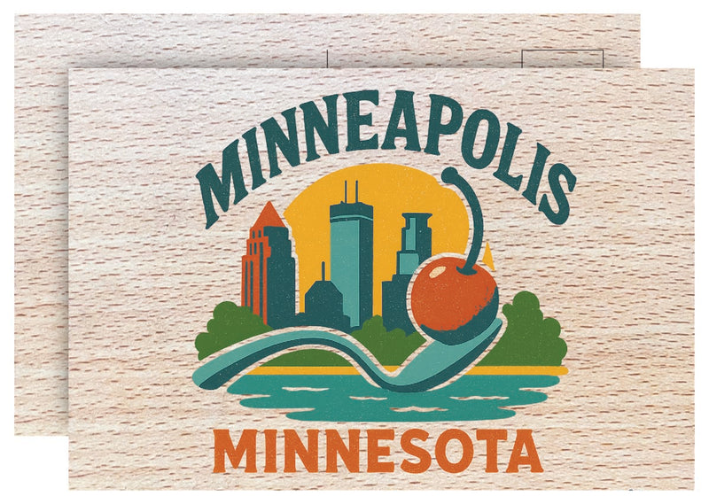 Minneapolis Minnesota Vintage Full Color Vintage Design 4 x 6 Souvenir Wood Postcard