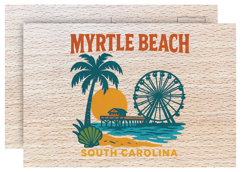 Myrtle Beach South Carolina Vintage Full Color Vintage Design 4 x 6 Souvenir Wood Postcard