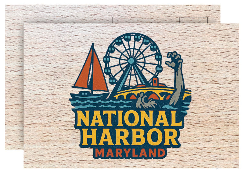 National Harbor Maryland Vintage Full Color Vintage Design 4 x 6 Souvenir Wood Postcard