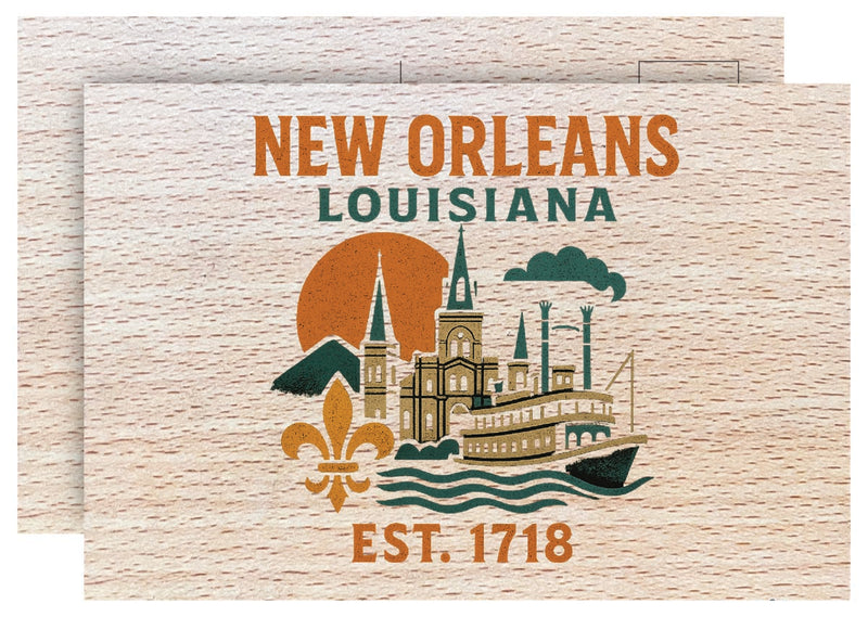 New Orleans Louisiana Vintage Full Color Vintage Design 4 x 6 Souvenir Wood Postcard