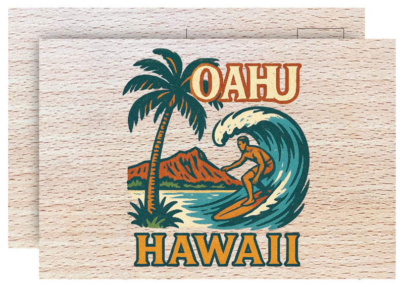 Oahu Hawaii Vintage Full Color Vintage Design 4 x 6 Souvenir Wood Postcard