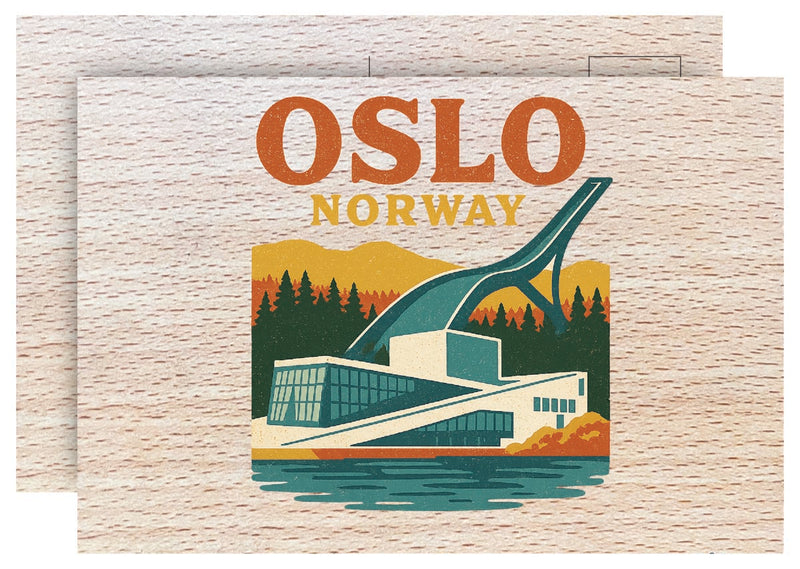 Oslo Norway Vintage Full Color Vintage Design 4 x 6 Souvenir Wood Postcard