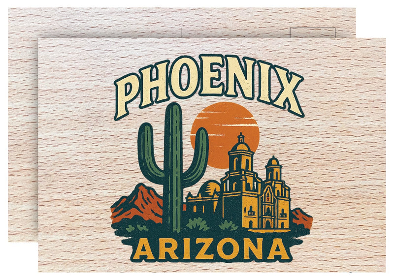 Phoenix Arizona Vintage Full Color Vintage Design 4 x 6 Souvenir Wood Postcard