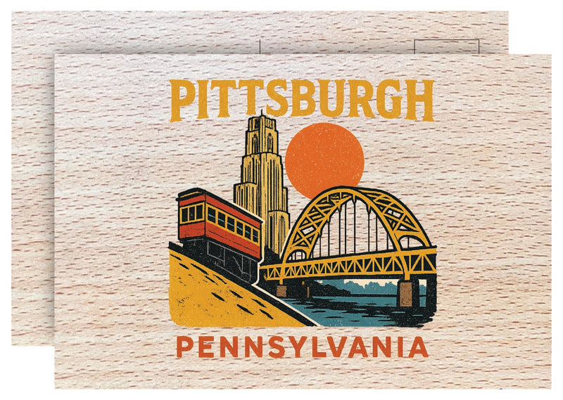 Pittsburgh Pennsylvania Vintage Full Color Vintage Design 4 x 6 Souvenir Wood Postcard