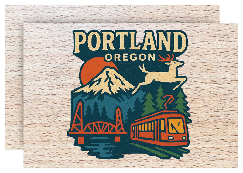 Portland Oregon Vintage Full Color Vintage Design 4 x 6 Souvenir Wood Postcard
