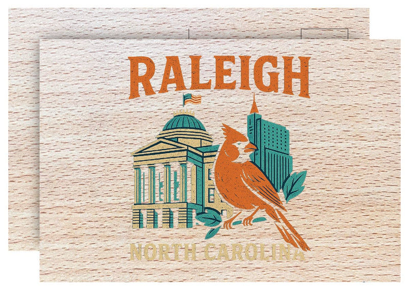 Raleigh North Carolina Vintage Full Color Vintage Design 4 x 6 Souvenir Wood Postcard