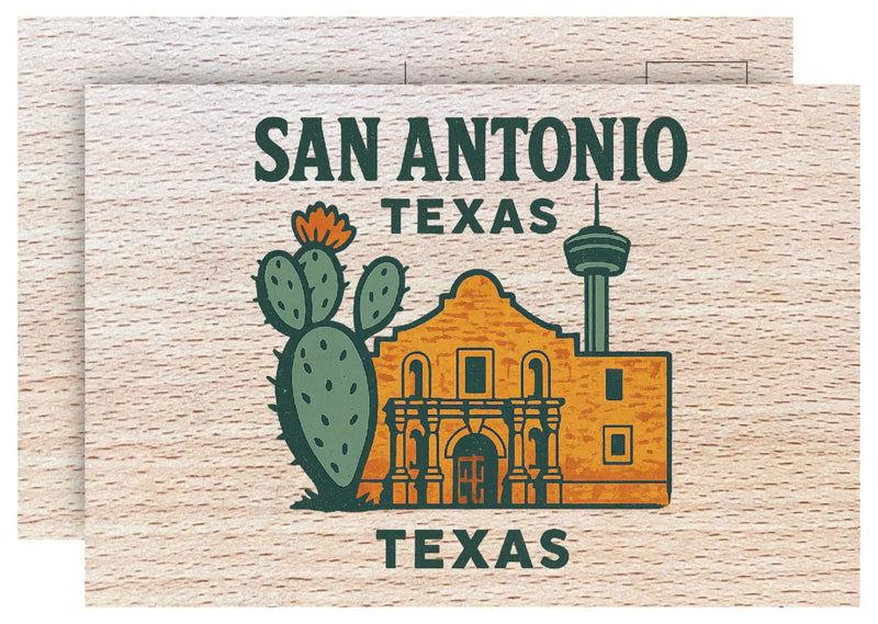San Antonio Texas Vintage Full Color Vintage Design 4 x 6 Souvenir Wood Postcard