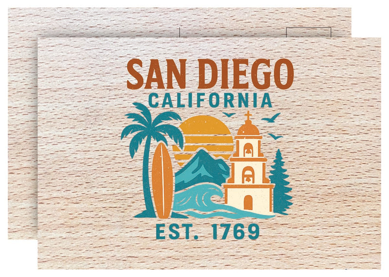 San Diego California Vintage Full Color Vintage Design 4 x 6 Souvenir Wood Postcard