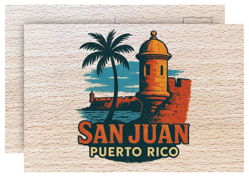 San Juan Puerto Rico Vintage Full Color Vintage Design 4 x 6 Souvenir Wood Postcard