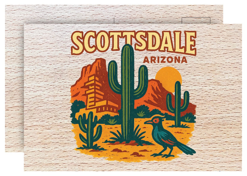 Scottsdale Arizona Vintage Full Color Vintage Design 4 x 6 Souvenir Wood Postcard