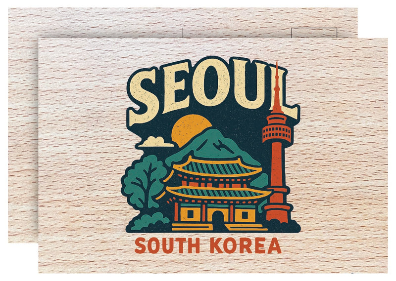 Seoul South Korea Vintage Full Color Vintage Design 4 x 6 Souvenir Wood Postcard